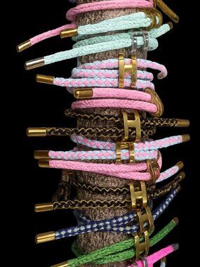 HANDMADE DELUXE PARACORD w/ SILVER or GOLD 'H' ACCENT, ADJUSTABLE, STACKABLE